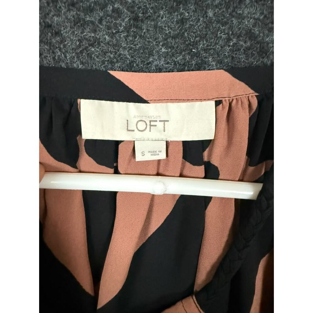 LOFT Womens S Peach Black Animal Print Halter Neck Sleeveless Blouse - Picture 3 of 7